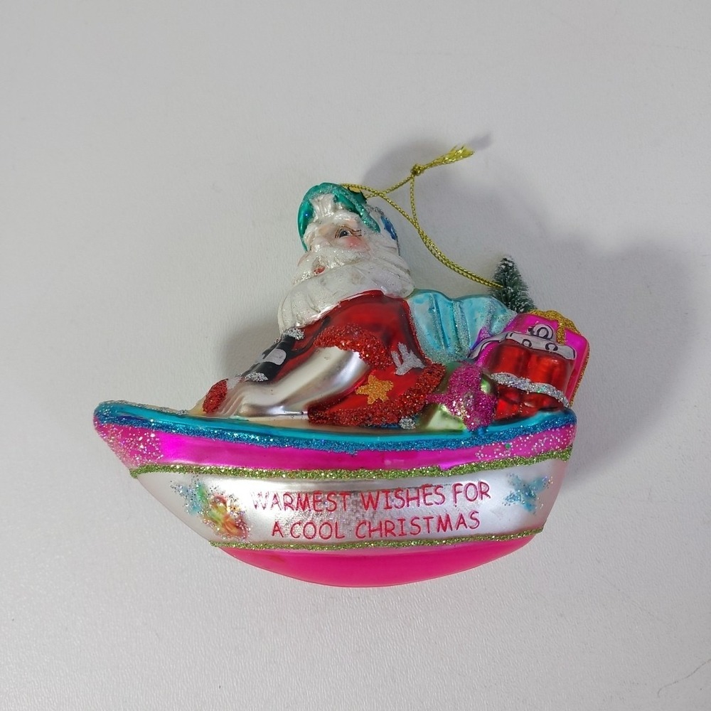 Christmas ornament Faux glass‎ Santa Claus Pink Tropical boat Cool Christmas